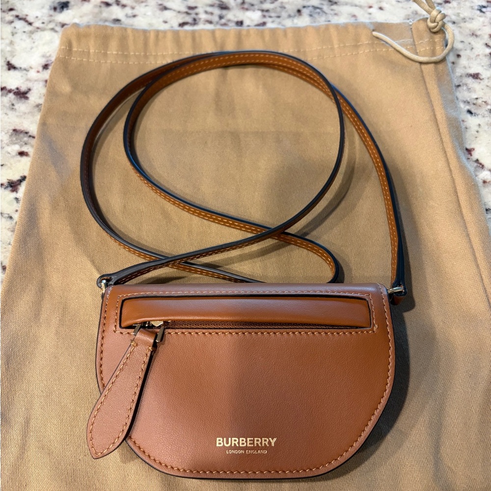Burberry Brown Leather Crossbody Card Holder